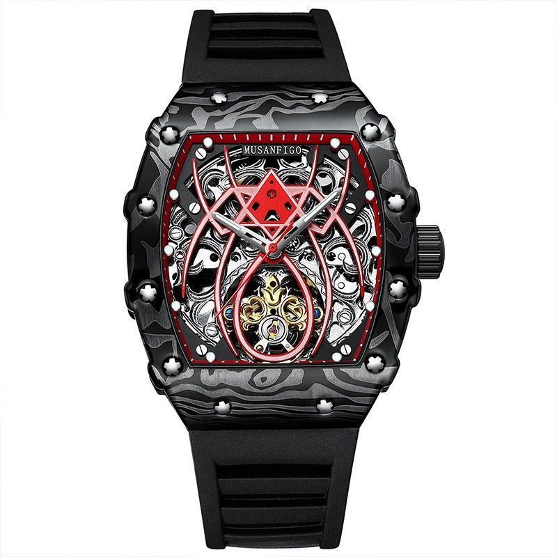 Barrel - shaped Fully Automatic Mechanical Luminous New Sports Fashion Mens Hollow - out Watch - Oopsdadforgot.com