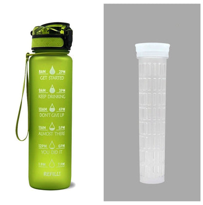 1L Tritan Water Bottle With Time Marker Bounce Cover Motivational Water Bottle Cycling Leakproof Cup For Sports Fitness Bottles - Oopsdadforgot.com