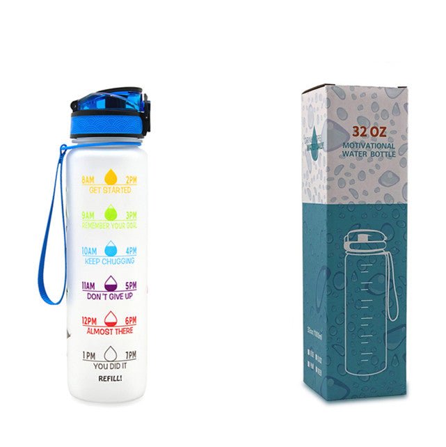 1L Tritan Water Bottle With Time Marker Bounce Cover Motivational Water Bottle Cycling Leakproof Cup For Sports Fitness Bottles - Oopsdadforgot.com