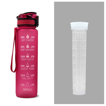 1L Tritan Water Bottle With Time Marker Bounce Cover Motivational Water Bottle Cycling Leakproof Cup For Sports Fitness Bottles - Oopsdadforgot.com