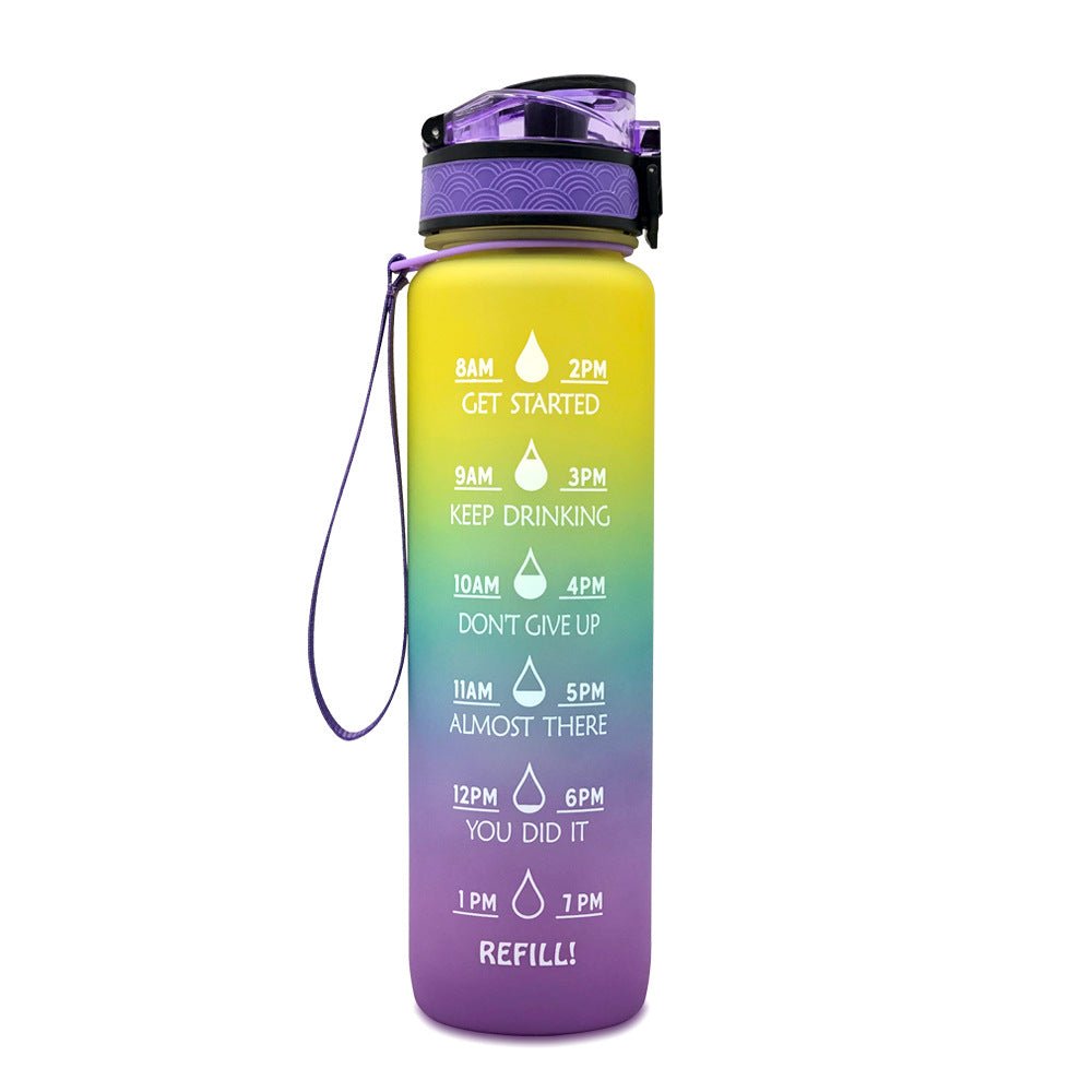 1L Tritan Water Bottle With Time Marker Bounce Cover Motivational Water Bottle Cycling Leakproof Cup For Sports Fitness Bottles - Oopsdadforgot.com