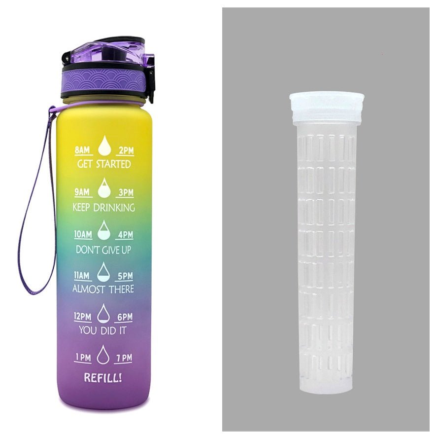 1L Tritan Water Bottle With Time Marker Bounce Cover Motivational Water Bottle Cycling Leakproof Cup For Sports Fitness Bottles - Oopsdadforgot.com