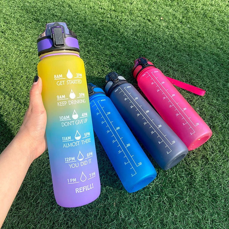 1L Tritan Water Bottle With Time Marker Bounce Cover Motivational Water Bottle Cycling Leakproof Cup For Sports Fitness Bottles - Oopsdadforgot.com