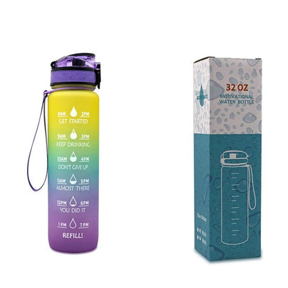1L Tritan Water Bottle With Time Marker Bounce Cover Motivational Water Bottle Cycling Leakproof Cup For Sports Fitness Bottles - Oopsdadforgot.com