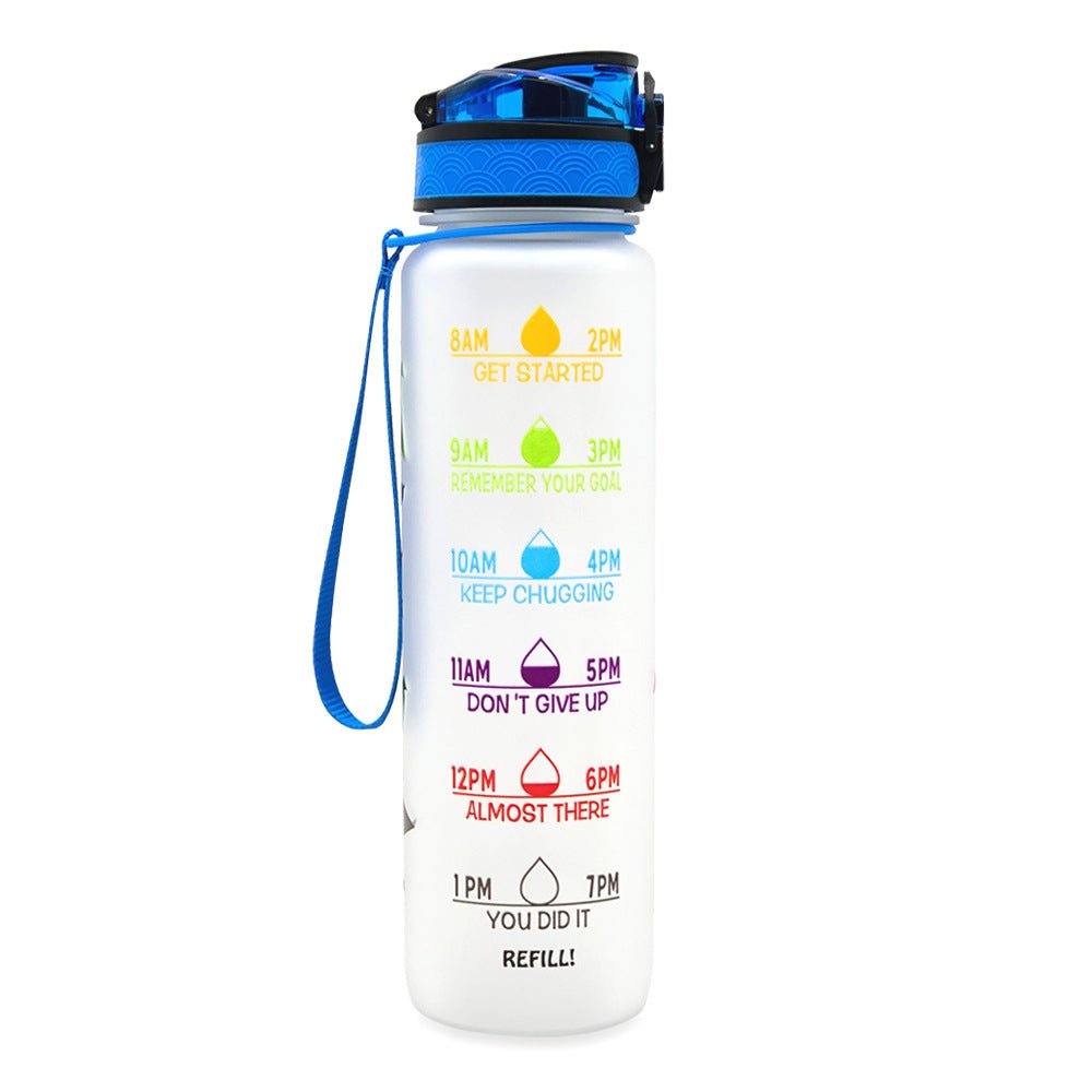 1L Tritan Water Bottle With Time Marker Bounce Cover Motivational Water Bottle Cycling Leakproof Cup For Sports Fitness Bottles - Oopsdadforgot.com