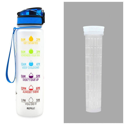 1L Tritan Water Bottle With Time Marker Bounce Cover Motivational Water Bottle Cycling Leakproof Cup For Sports Fitness Bottles - Oopsdadforgot.com