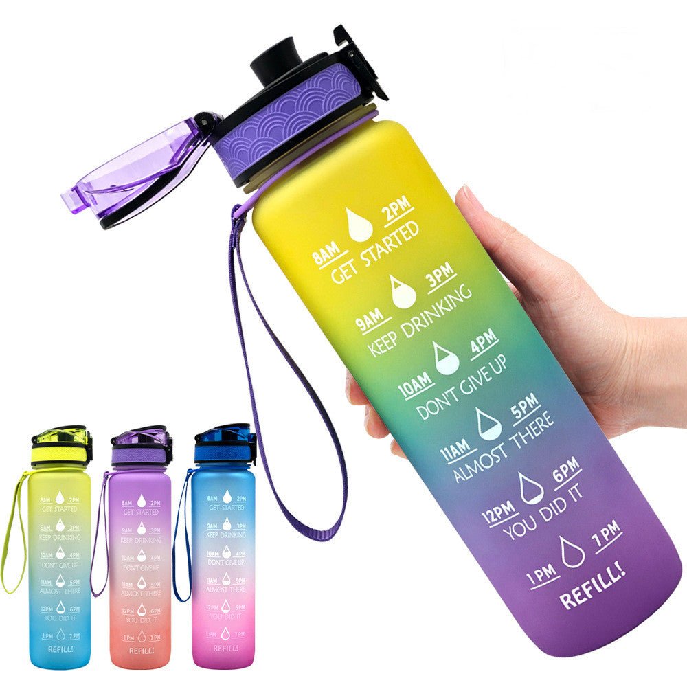 1L Tritan Water Bottle With Time Marker Bounce Cover Motivational Water Bottle Cycling Leakproof Cup For Sports Fitness Bottles - Oopsdadforgot.com