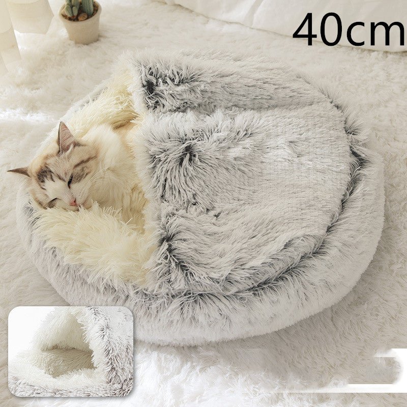 2 In 1 Dog And Cat Bed Pet Winter Bed Round Plush Warm Bed House Soft Long Plush Pets Bed Pet Products - Oopsdadforgot.com