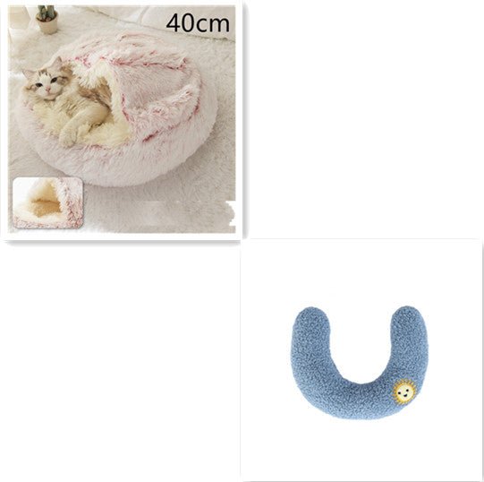 2 In 1 Dog And Cat Bed Pet Winter Bed Round Plush Warm Bed House Soft Long Plush Pets Bed Pet Products - Oopsdadforgot.com