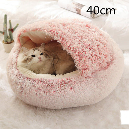 2 In 1 Dog And Cat Bed Pet Winter Bed Round Plush Warm Bed House Soft Long Plush Pets Bed Pet Products - Oopsdadforgot.com