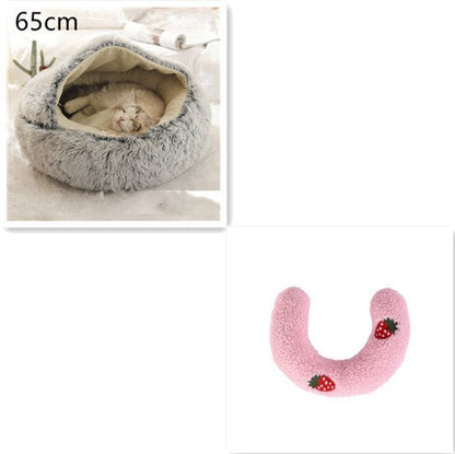 2 In 1 Dog And Cat Bed Pet Winter Bed Round Plush Warm Bed House Soft Long Plush Pets Bed Pet Products - Oopsdadforgot.com