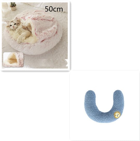 2 In 1 Dog And Cat Bed Pet Winter Bed Round Plush Warm Bed House Soft Long Plush Pets Bed Pet Products - Oopsdadforgot.com