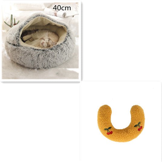 2 In 1 Dog And Cat Bed Pet Winter Bed Round Plush Warm Bed House Soft Long Plush Pets Bed Pet Products - Oopsdadforgot.com
