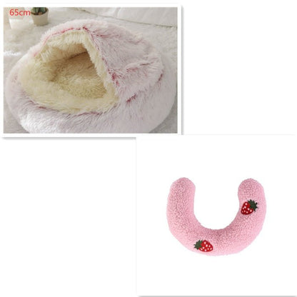 2 In 1 Dog And Cat Bed Pet Winter Bed Round Plush Warm Bed House Soft Long Plush Pets Bed Pet Products - Oopsdadforgot.com
