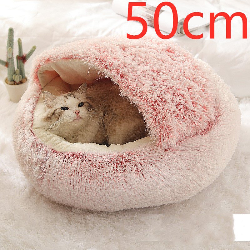 2 In 1 Dog And Cat Bed Pet Winter Bed Round Plush Warm Bed House Soft Long Plush Pets Bed Pet Products - Oopsdadforgot.com