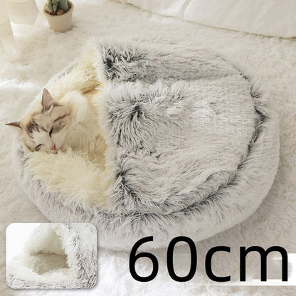 2 In 1 Dog And Cat Bed Pet Winter Bed Round Plush Warm Bed House Soft Long Plush Pets Bed Pet Products - Oopsdadforgot.com