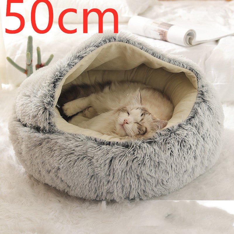 2 In 1 Dog And Cat Bed Pet Winter Bed Round Plush Warm Bed House Soft Long Plush Pets Bed Pet Products - Oopsdadforgot.com