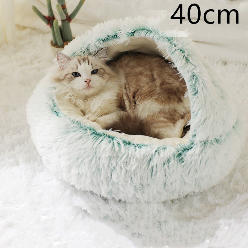 2 In 1 Dog And Cat Bed Pet Winter Bed Round Plush Warm Bed House Soft Long Plush Pets Bed Pet Products - Oopsdadforgot.com