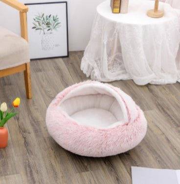 2 In 1 Dog And Cat Bed Pet Winter Bed Round Plush Warm Bed House Soft Long Plush Pets Bed Pet Products - Oopsdadforgot.com
