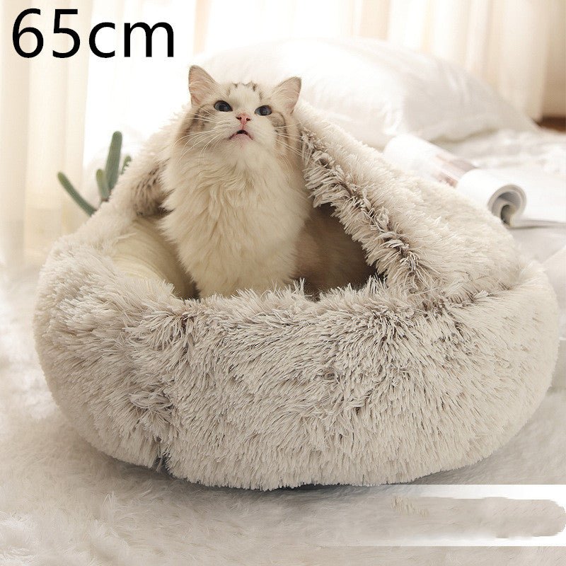 2 In 1 Dog And Cat Bed Pet Winter Bed Round Plush Warm Bed House Soft Long Plush Pets Bed Pet Products - Oopsdadforgot.com