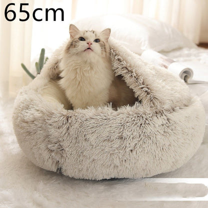 2 In 1 Dog And Cat Bed Pet Winter Bed Round Plush Warm Bed House Soft Long Plush Pets Bed Pet Products - Oopsdadforgot.com