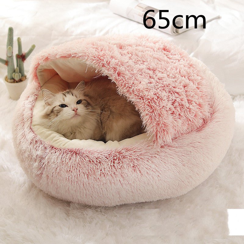 2 In 1 Dog And Cat Bed Pet Winter Bed Round Plush Warm Bed House Soft Long Plush Pets Bed Pet Products - Oopsdadforgot.com