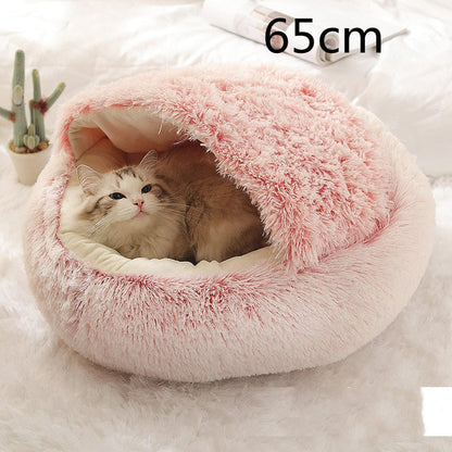 2 In 1 Dog And Cat Bed Pet Winter Bed Round Plush Warm Bed House Soft Long Plush Pets Bed Pet Products - Oopsdadforgot.com