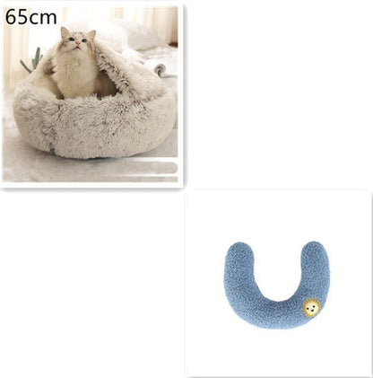 2 In 1 Dog And Cat Bed Pet Winter Bed Round Plush Warm Bed House Soft Long Plush Pets Bed Pet Products - Oopsdadforgot.com