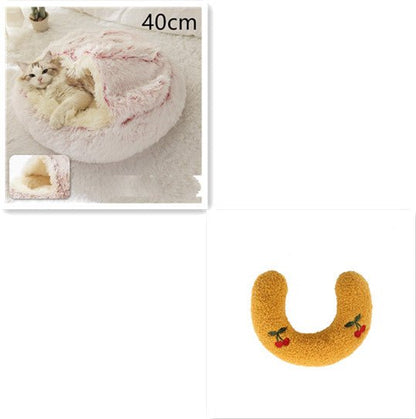2 In 1 Dog And Cat Bed Pet Winter Bed Round Plush Warm Bed House Soft Long Plush Pets Bed Pet Products - Oopsdadforgot.com