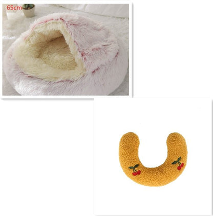 2 In 1 Dog And Cat Bed Pet Winter Bed Round Plush Warm Bed House Soft Long Plush Pets Bed Pet Products - Oopsdadforgot.com