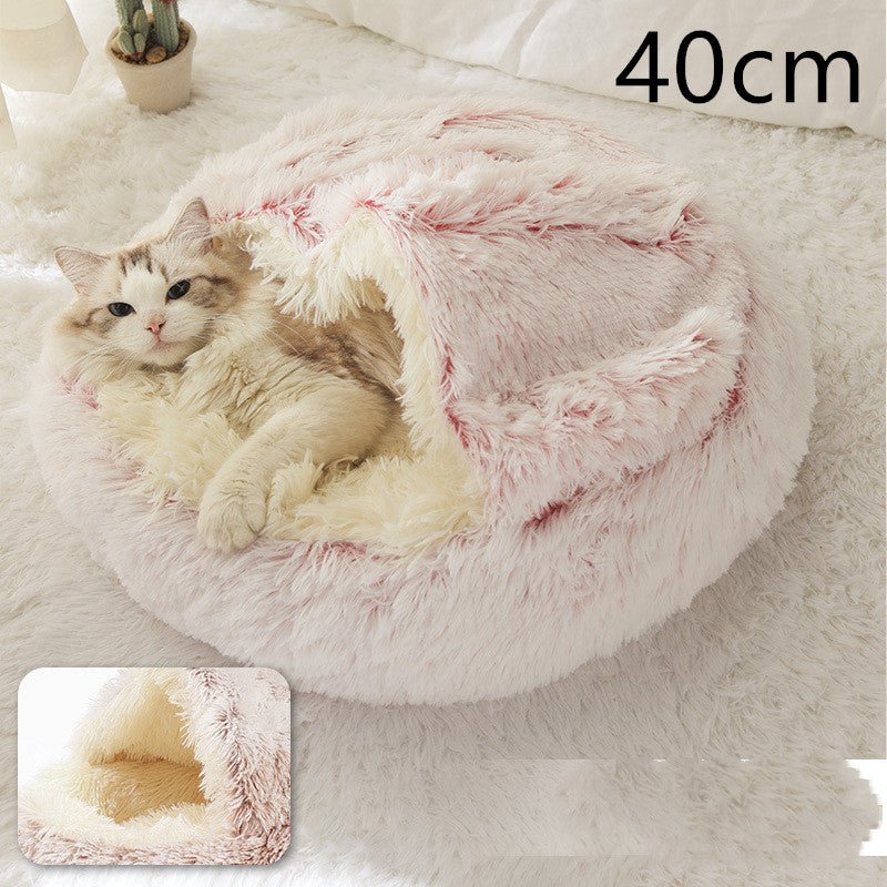 2 In 1 Dog And Cat Bed Pet Winter Bed Round Plush Warm Bed House Soft Long Plush Pets Bed Pet Products - Oopsdadforgot.com
