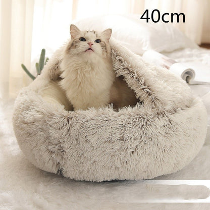 2 In 1 Dog And Cat Bed Pet Winter Bed Round Plush Warm Bed House Soft Long Plush Pets Bed Pet Products - Oopsdadforgot.com