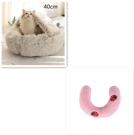2 In 1 Dog And Cat Bed Pet Winter Bed Round Plush Warm Bed House Soft Long Plush Pets Bed Pet Products - Oopsdadforgot.com