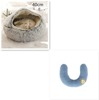 2 In 1 Dog And Cat Bed Pet Winter Bed Round Plush Warm Bed House Soft Long Plush Pets Bed Pet Products - Oopsdadforgot.com