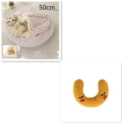 2 In 1 Dog And Cat Bed Pet Winter Bed Round Plush Warm Bed House Soft Long Plush Pets Bed Pet Products - Oopsdadforgot.com