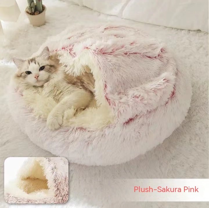 2 In 1 Dog And Cat Bed Pet Winter Bed Round Plush Warm Bed House Soft Long Plush Pets Bed Pet Products - Oopsdadforgot.com
