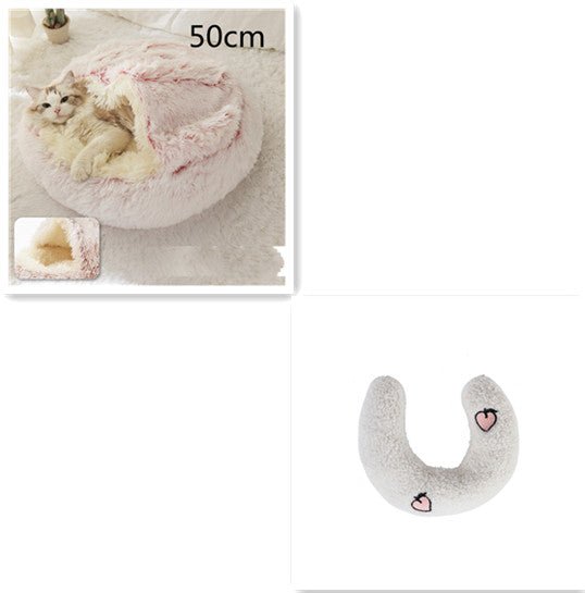 2 In 1 Dog And Cat Bed Pet Winter Bed Round Plush Warm Bed House Soft Long Plush Pets Bed Pet Products - Oopsdadforgot.com