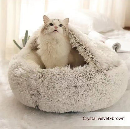 2 In 1 Dog And Cat Bed Pet Winter Bed Round Plush Warm Bed House Soft Long Plush Pets Bed Pet Products - Oopsdadforgot.com