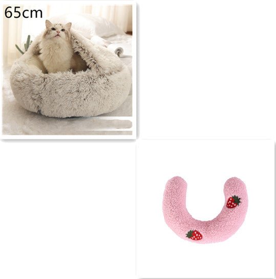 2 In 1 Dog And Cat Bed Pet Winter Bed Round Plush Warm Bed House Soft Long Plush Pets Bed Pet Products - Oopsdadforgot.com