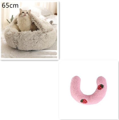 2 In 1 Dog And Cat Bed Pet Winter Bed Round Plush Warm Bed House Soft Long Plush Pets Bed Pet Products - Oopsdadforgot.com
