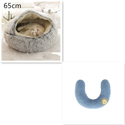 2 In 1 Dog And Cat Bed Pet Winter Bed Round Plush Warm Bed House Soft Long Plush Pets Bed Pet Products - Oopsdadforgot.com