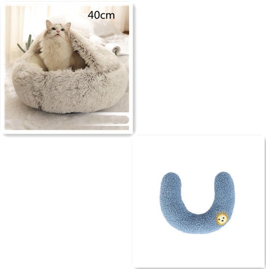 2 In 1 Dog And Cat Bed Pet Winter Bed Round Plush Warm Bed House Soft Long Plush Pets Bed Pet Products - Oopsdadforgot.com