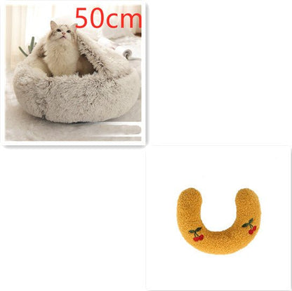 2 In 1 Dog And Cat Bed Pet Winter Bed Round Plush Warm Bed House Soft Long Plush Pets Bed Pet Products - Oopsdadforgot.com