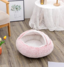 2 In 1 Dog And Cat Bed Pet Winter Bed Round Plush Warm Bed House Soft Long Plush Pets Bed Pet Products - Oopsdadforgot.com