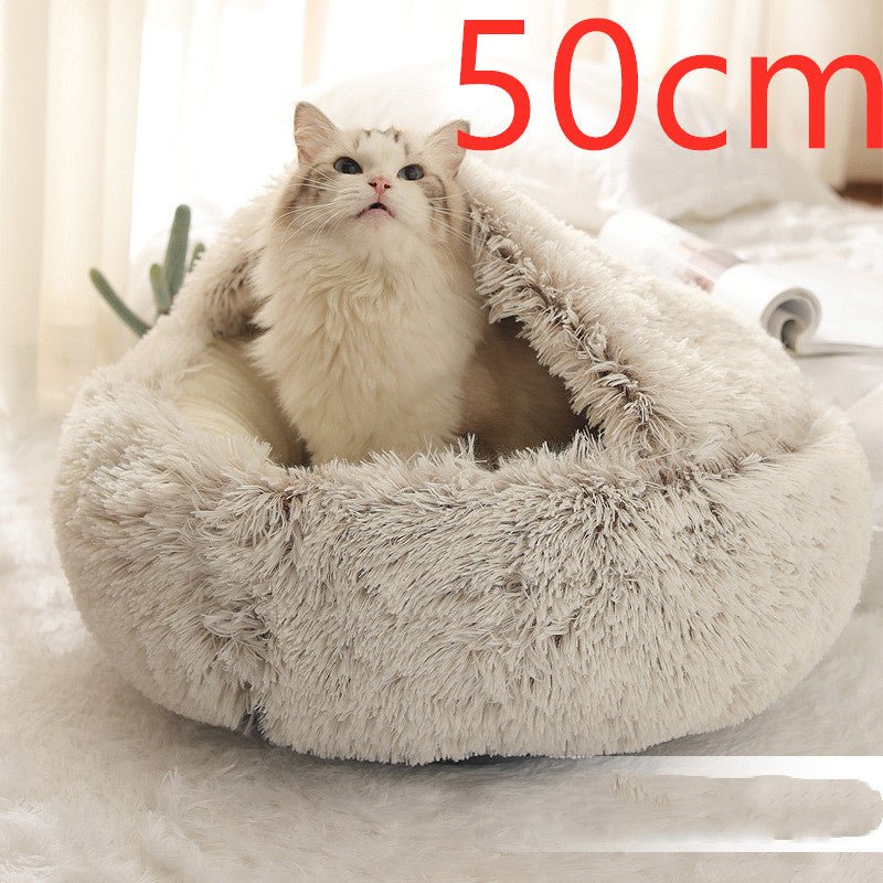 2 In 1 Dog And Cat Bed Pet Winter Bed Round Plush Warm Bed House Soft Long Plush Pets Bed Pet Products - Oopsdadforgot.com