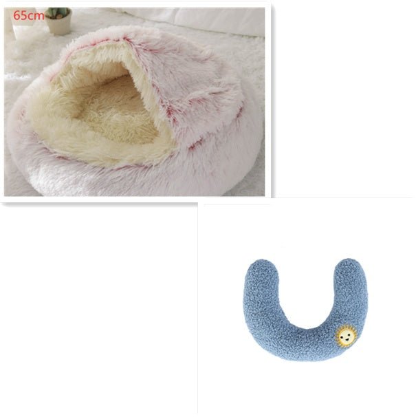 2 In 1 Dog And Cat Bed Pet Winter Bed Round Plush Warm Bed House Soft Long Plush Pets Bed Pet Products - Oopsdadforgot.com