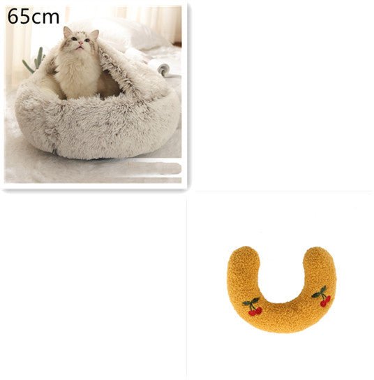 2 In 1 Dog And Cat Bed Pet Winter Bed Round Plush Warm Bed House Soft Long Plush Pets Bed Pet Products - Oopsdadforgot.com