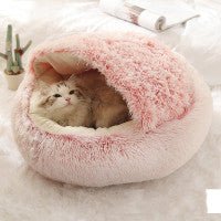 2 In 1 Dog And Cat Bed Pet Winter Bed Round Plush Warm Bed House Soft Long Plush Pets Bed Pet Products - Oopsdadforgot.com