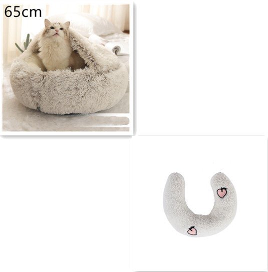 2 In 1 Dog And Cat Bed Pet Winter Bed Round Plush Warm Bed House Soft Long Plush Pets Bed Pet Products - Oopsdadforgot.com