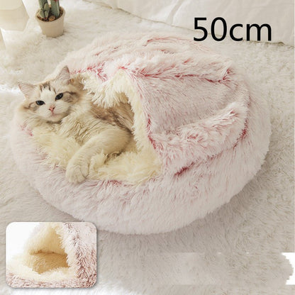 2 In 1 Dog And Cat Bed Pet Winter Bed Round Plush Warm Bed House Soft Long Plush Pets Bed Pet Products - Oopsdadforgot.com